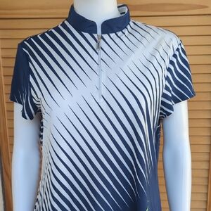 Jamie Sadock Navy and White Diagonal Stripe Top